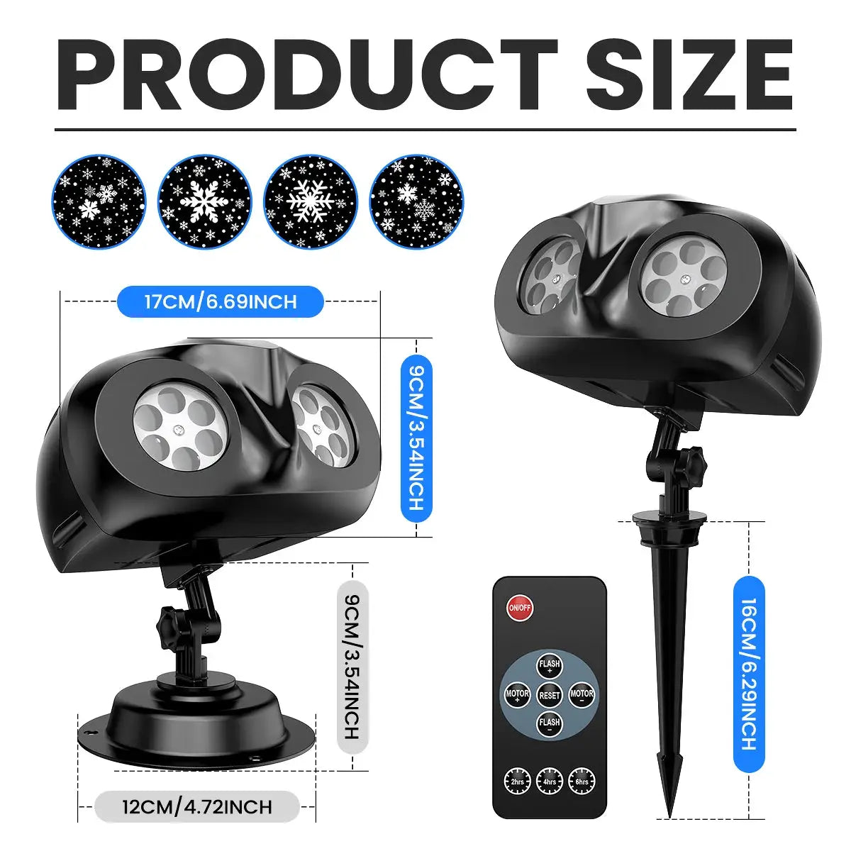 Christmas LED Projector Lights | Double Head Snowfall | IP65 Remote Timer