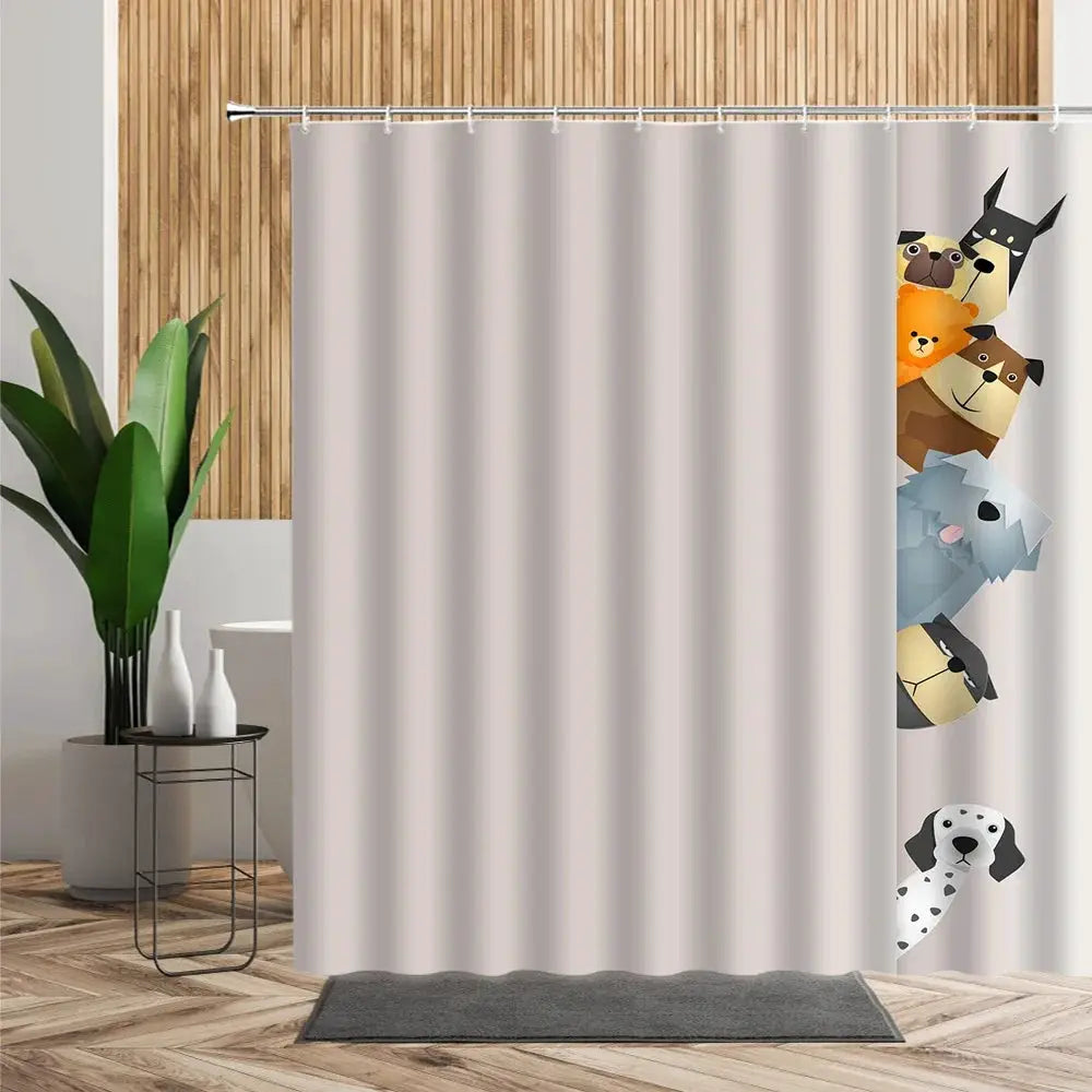 Cartoon Cute Animal Shower Curtain Cat Dog Anime Printed Bathroom Decor 3D Waterproof Bath Fabric Home Curtains For Children from PriceLows™