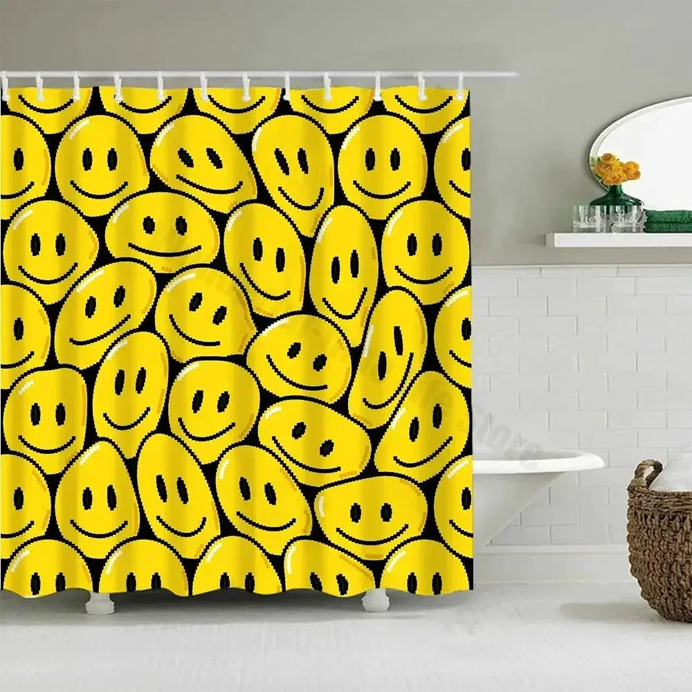Cute Little Yellow Duck Shower Curtain Cartoon Funny Smiley Face Bathroom Waterproof Bath Duck Fabric 12 Hooks Bathroom Decor from PriceLows™