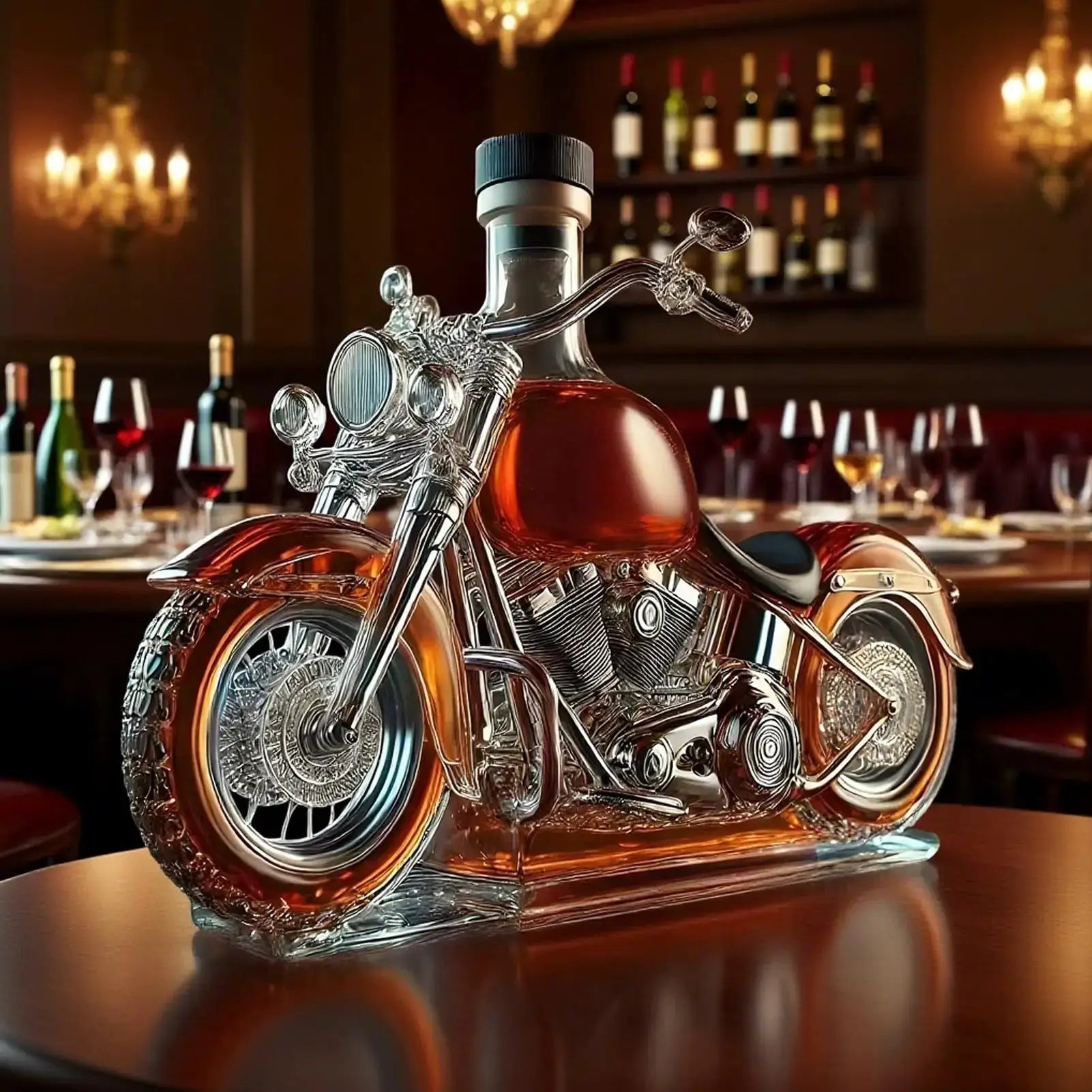 Motorcycle Glass Wine Decanter Liquor Aerator Whisky Bottle Handcrafted Glass Whiskey Wine Bottles for Home Kitchen from PriceLows™