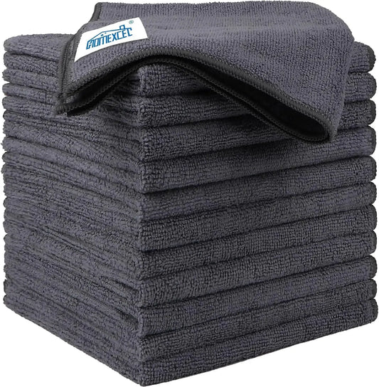 12 Pack Grey Microfiber Cleaning Cloths 12.5 x 12.5 Inch Ultra Absorbent Lint Free Streak Free Washable Towels Multipurpose Cleaning Rags Perfect For Auto Detailing Car Washing Kitchen Counter Window Glass Household Dust Wipi from PriceLows™