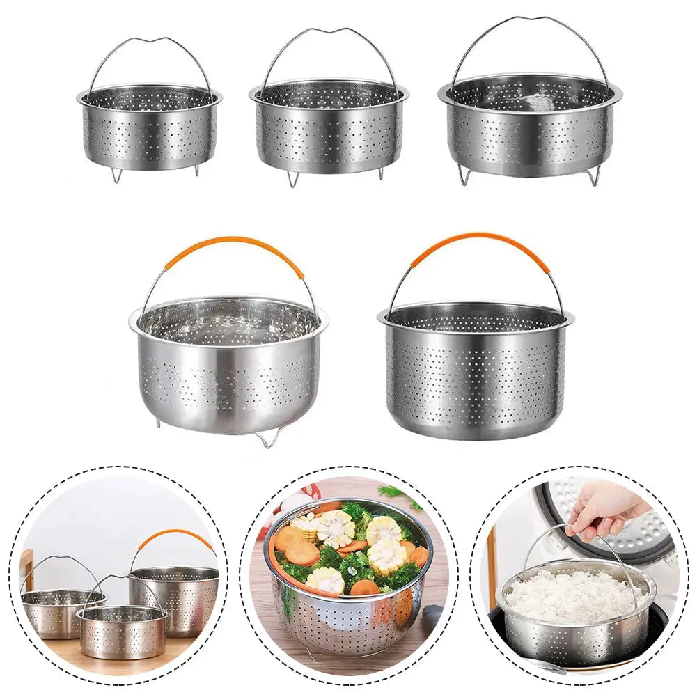 Stainless Steel Steamer Basket | For Instant Pot | Silicone Handle | 6 Qt