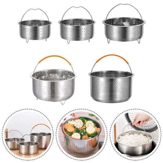 Stainless Steel Steamer Basket | For Instant Pot | Silicone Handle | 6 Qt