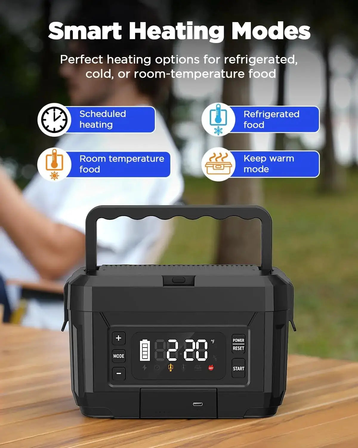 1.2L Self-Heating Lunch Box with 20000mAh Battery, Cordless Portable Food Warmer for Work Travel Office from PriceLows™