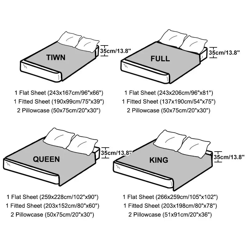 Satin Sheets | 4-Piece Set | Deep Pocket | Queen Size