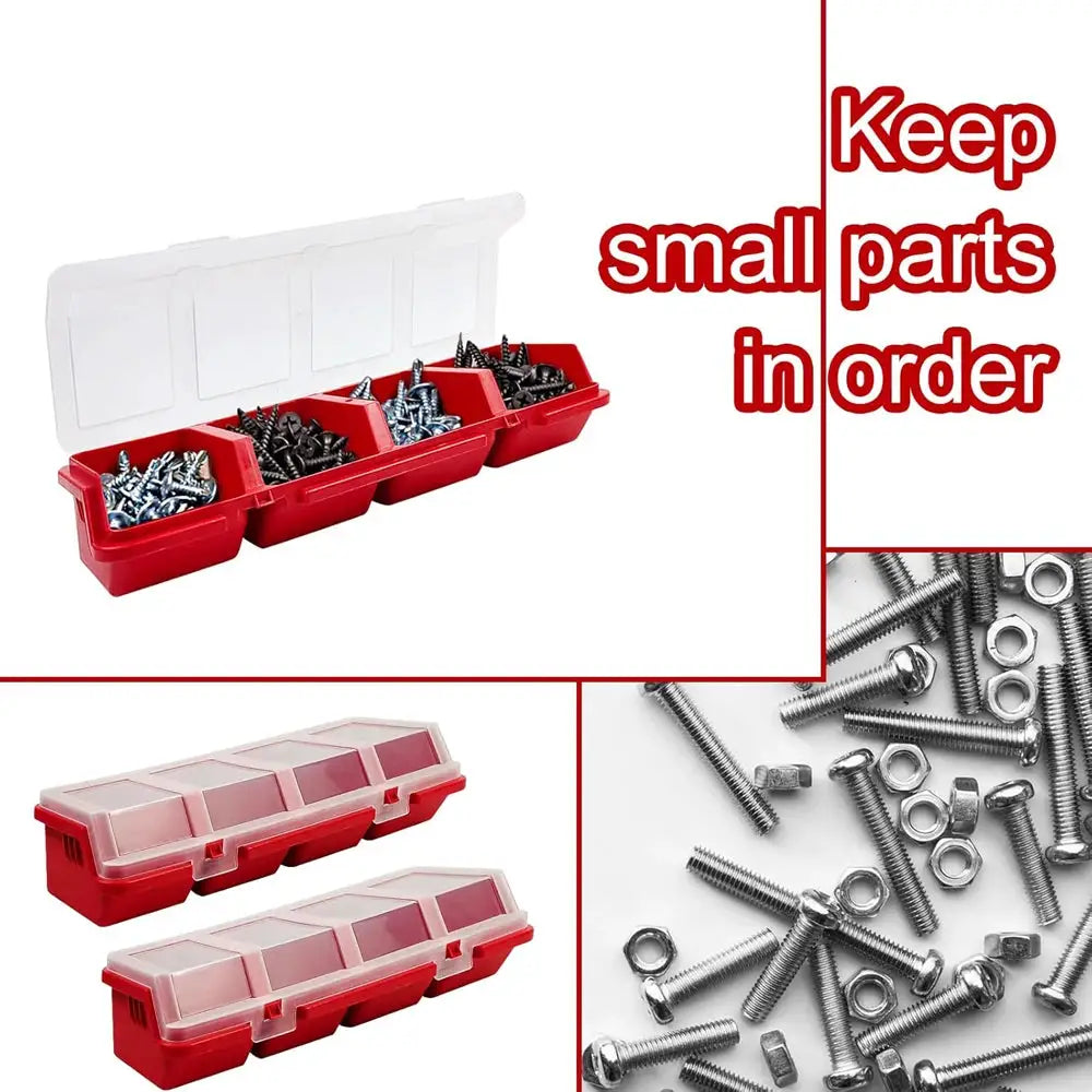 1Pc Plastic Screw Organizer Box with 4 Compartments Portable Tool Parts Storage Bin with Lid for Hardware Small Parts Display from PriceLows™