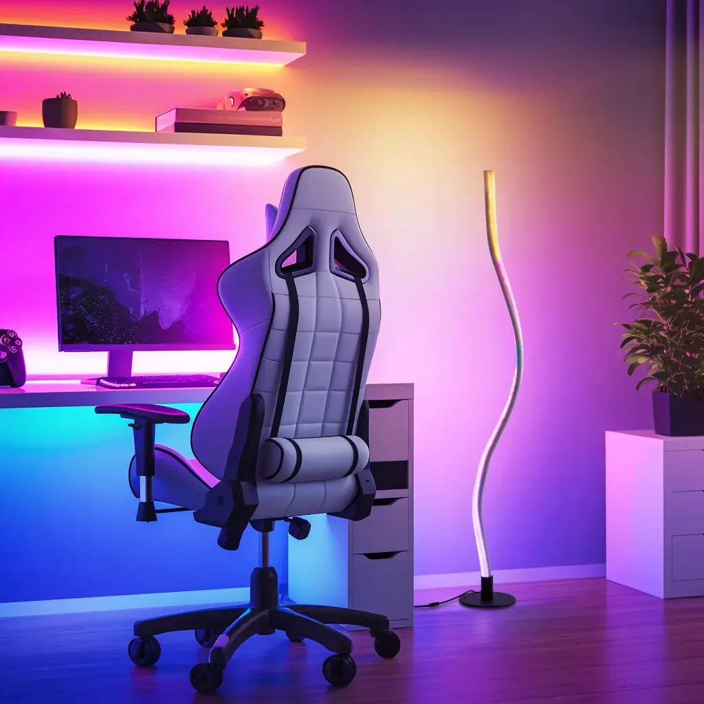 RGBW Bendable Floor Lamp with App Control - Modern LED Light for Bedroom, 16 Million Colors, Standing Lamp for Home Office from PriceLows™