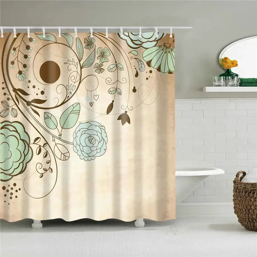 3D Flower Plum Blossom Lotus Lavender Rose Shower Curtains Bathroom Curtain Frabic Waterproof Polyester Bath Curtain with Hooks from PriceLows™