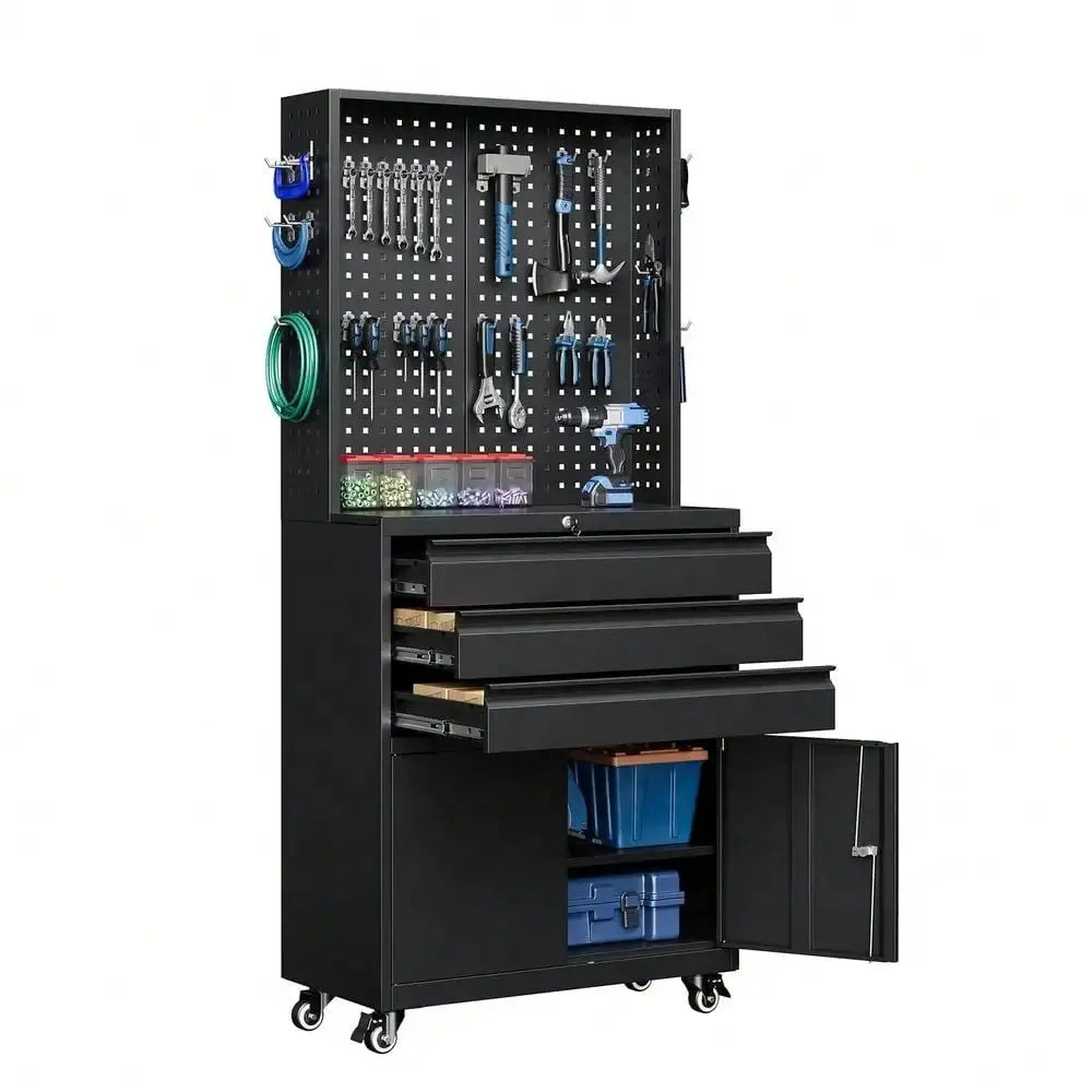Metal Garage Storage Cabinet With Wheels,3Drawer Rolling Tool Cabinet With 2 Door And Adjustable Shelves, 71 Steel Tool Cabinet from PriceLows™
