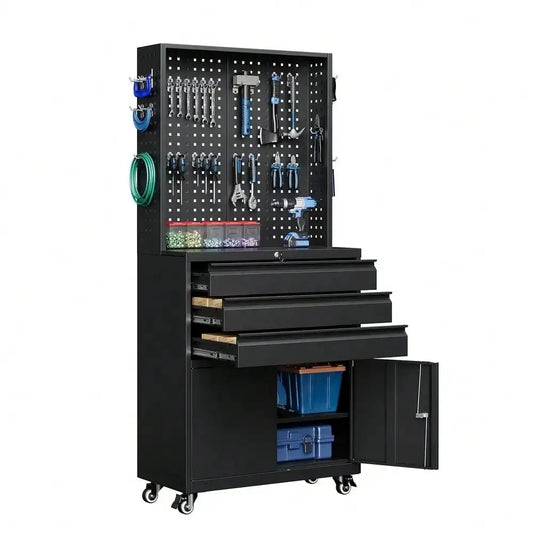 Metal Garage Storage Cabinet With Wheels,3Drawer Rolling Tool Cabinet With 2 Door And Adjustable Shelves, 71 Steel Tool Cabinet from PriceLows™