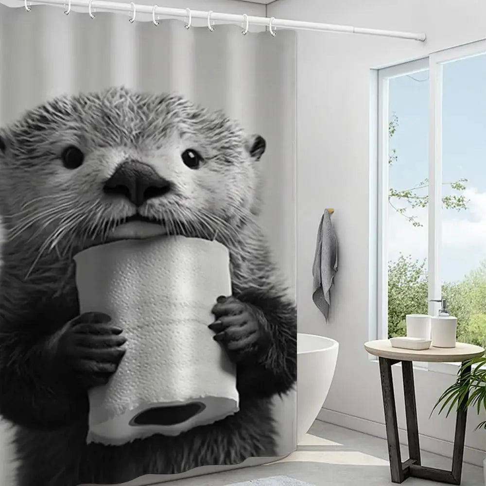 Funny Boxer Dog Bath Shower Curtain,Cute Dogs Reading Newspaper on Toliet Bathroom Curtain Washable Cloth Kids Shower Curtain from PriceLows™