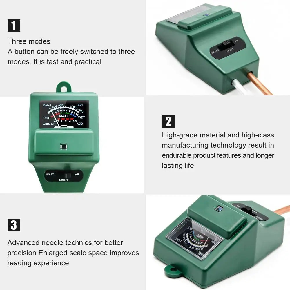 Soil pH Meter, MS02 3-in-1 Soil Moisture/Light/pH Tester Gardening Tool Kits for Plant Care, Great for Garden, Lawn, Farm, Indoor & Outdoor Use (Green) from PriceLows™