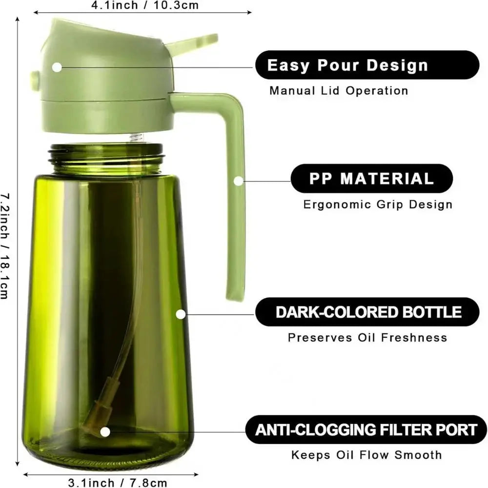 470 ml Oil Sprayer for Cooking,2-in-1 Olive Oil Dispenser and Oil Spray Bottle,Oil Spray with Stickers,Thick Glass Spray Bottle from PriceLows™