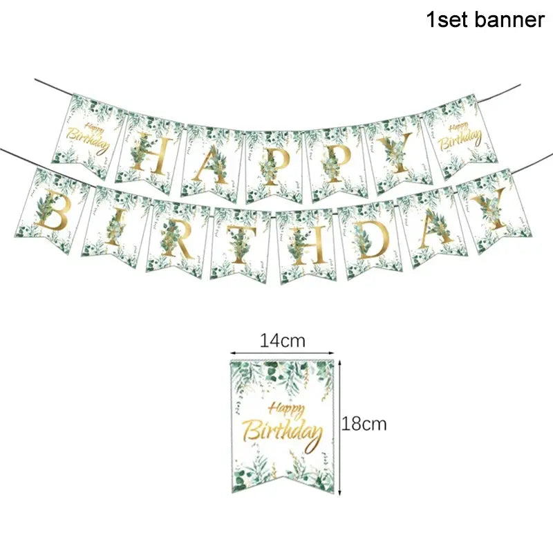 Eucalyptus Leaf Tableware Set | Paper Plate Cups Napkins | Kids And Adults Party Supplies