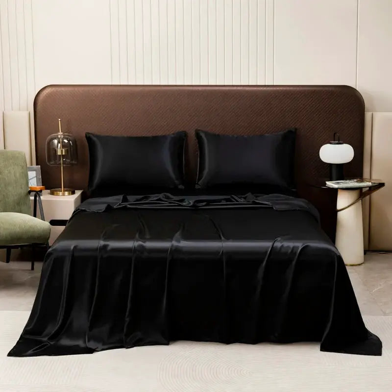 Satin Silk Bed Sheet | 60 Fabric Count | Solid Color | Twin Queen King