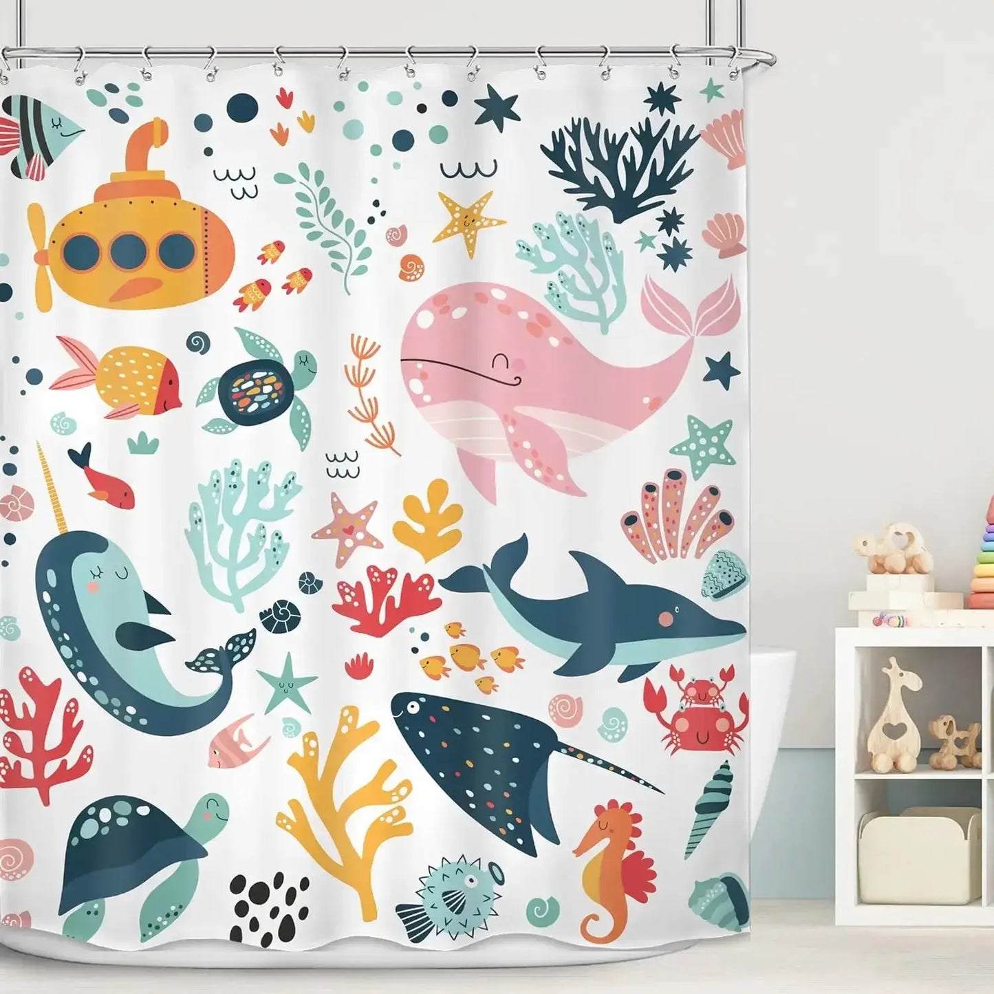 Cartoon Animal Alphabet Shower Curtain Kids ABC Educational Learning Tools Baby Girls Boys Colourful Bath Curtain Bathroom Decor from PriceLows™