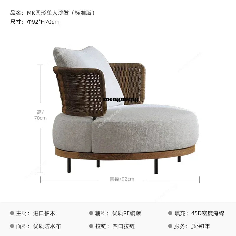 Japanese Style Teak Garden Sofa | Modern Outdoor Furniture | Sponge Cushions