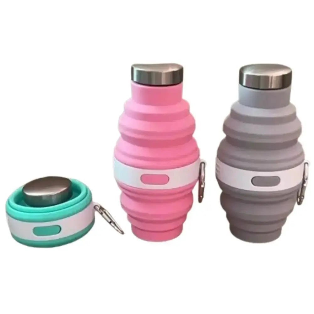 475ml Collapsible Water Bottles Silicone Retractable Hiking Cups with Carabiner Portable Folding Drink Cups for Outdoor from PriceLows™