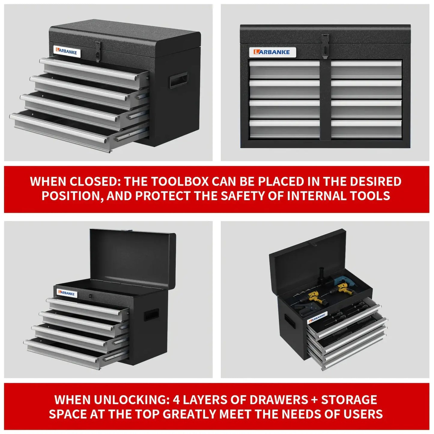 8/4 Drawer High Capacity Rolling Tool Chest, 2-In-1 Removable Cabinet Storage Tool Box with Wheels And Drawers, Detachable Toolbox with Lock for Workshop Mechanics Garage, Carshop from PriceLows™