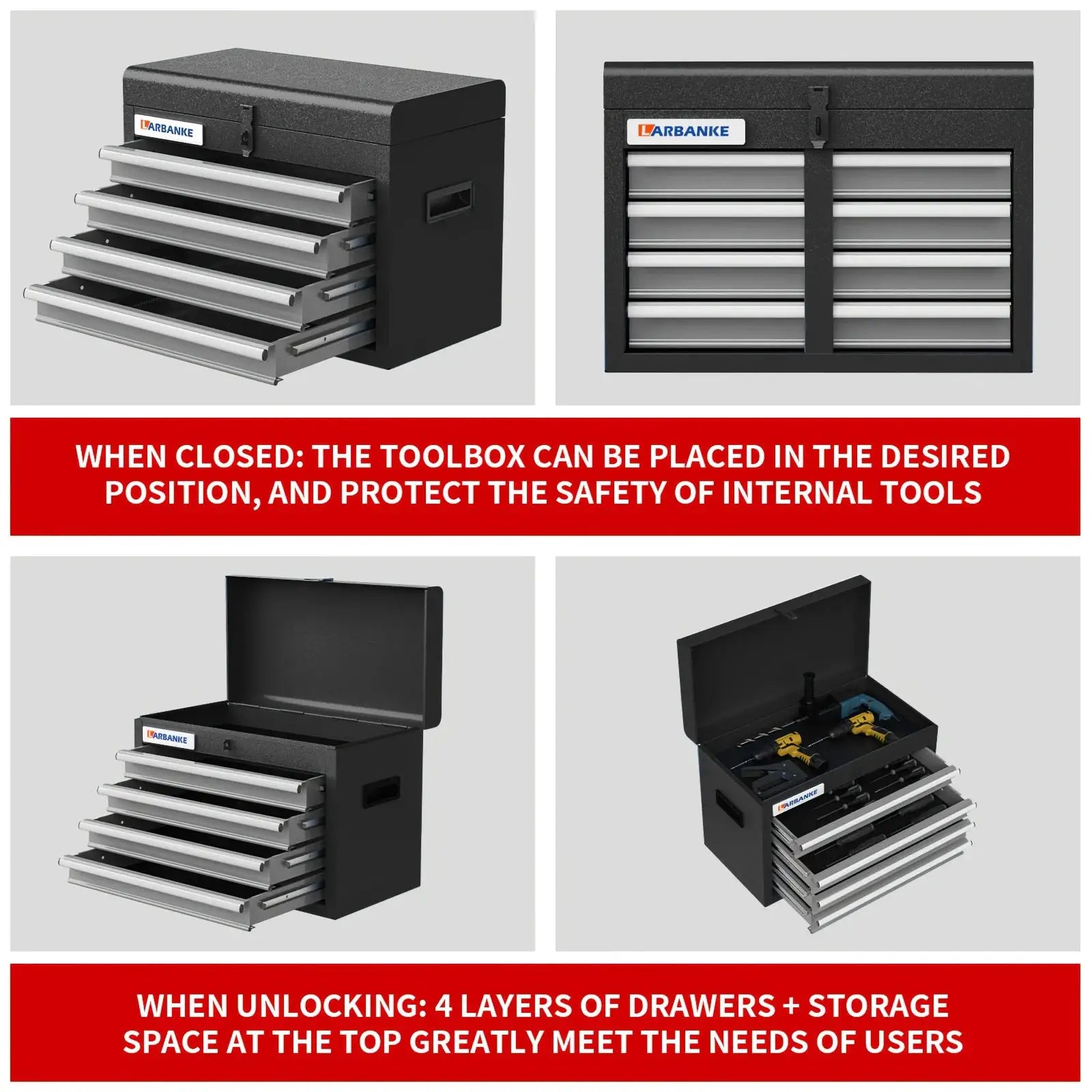 8/4 Drawer High Capacity Rolling Tool Chest, 2-In-1 Removable Cabinet Storage Tool Box with Wheels And Drawers, Detachable Toolbox with Lock for Workshop Mechanics Garage, Carshop from PriceLows™