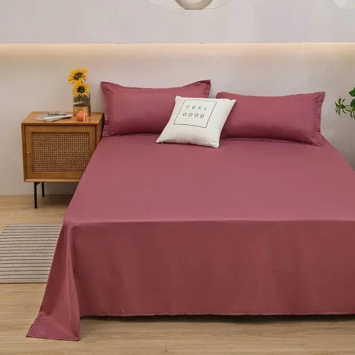 1pc Solid Color Flat Bed Sheet Soft Home Linen for Single/Double/Queen/King Beds from PriceLows™