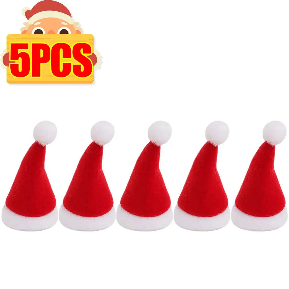 Mini Santa Hats | Single Sided Velvet | Size 7 By 4 Cms