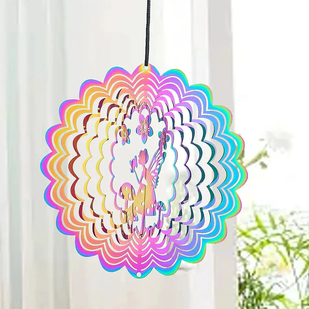 Gradient Color Fairy Wind Spinner 3D Rotating Visual Effect Wind Chimes Catcher Pendant Aesthetic Home Garden Hanging Decoration from PriceLows™