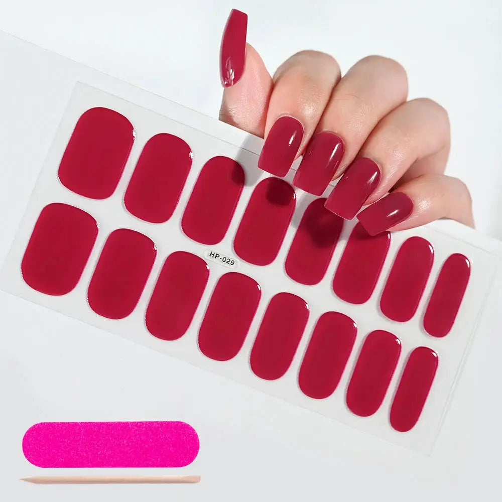 Semi Cured Wraps Fast Gel Nail Sticker Soild Nail Gel Wraps Adhesive Full Cover Gel Nail Decal UV Lamp Cured Manicure Decoration from PriceLows™