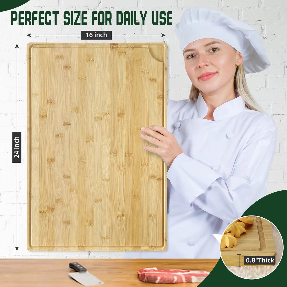 Extra Large Wood Fiber Cutting Board 24x16 Inch, Thick and Durable Eco Friendly | Wood | Home Use | Home