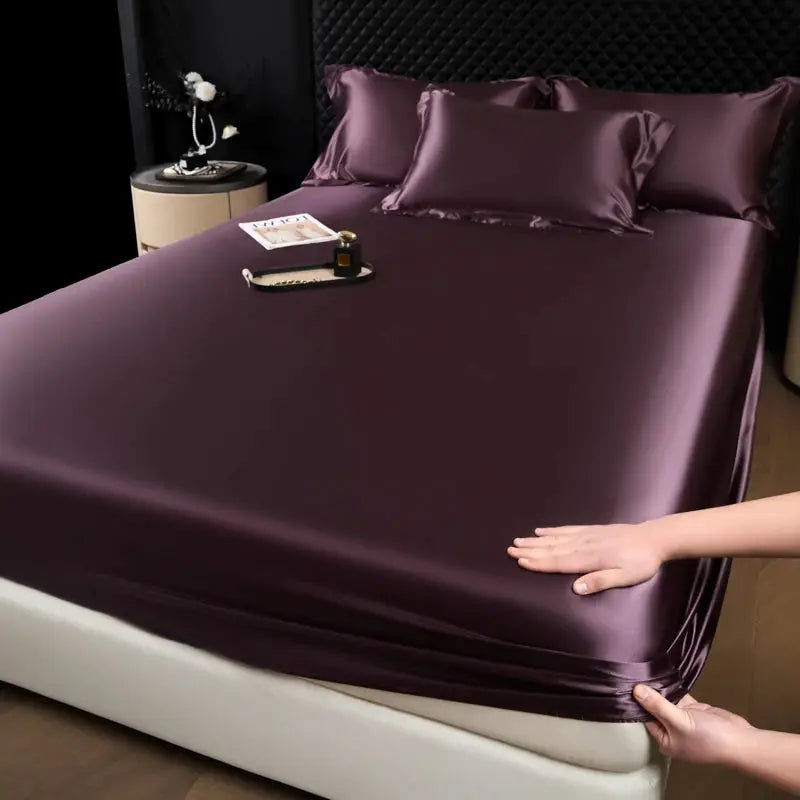 Solid Color Fashion Satin Fitted Sheet Rayon Mattress Cover with Elastic Band Bed Sheet for Bedding 140x200 160x200 from PriceLows™