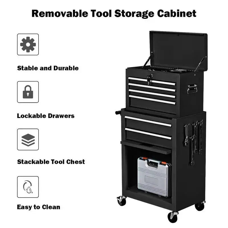 Rolling Cabinet Storage Chest Box Garage Toolbox-Black from PriceLows™