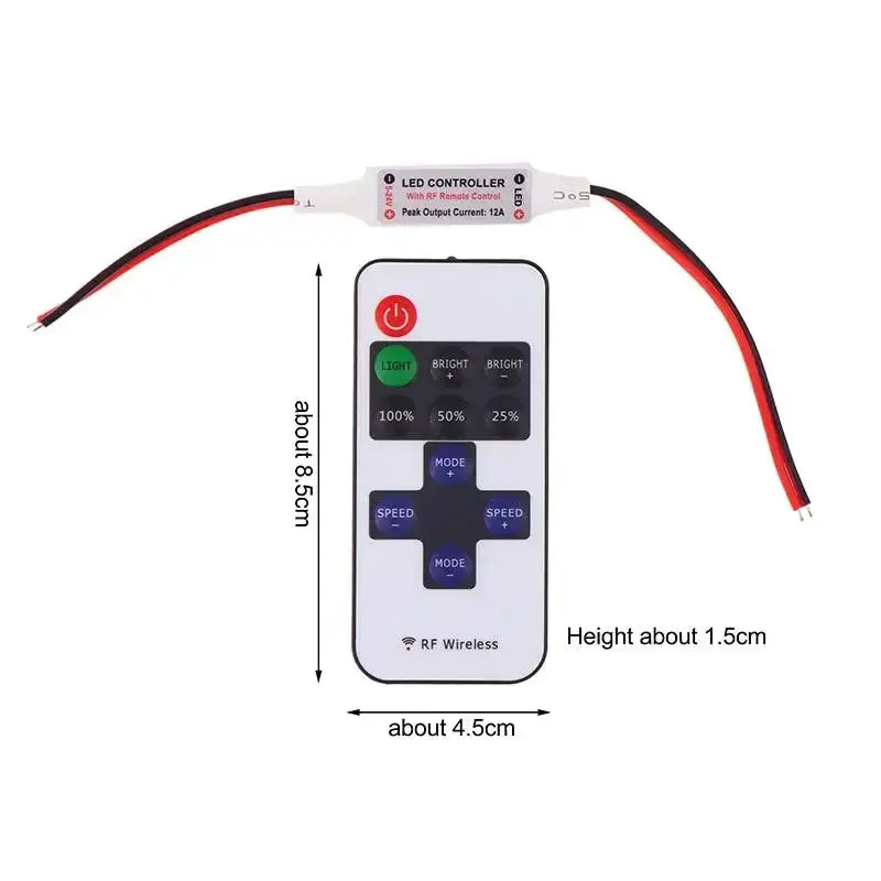 1/3/5Pcs 5-24V Led Dimmer Controller RF 11-Key Monochrome Montroller Wireless Remote Control For LED Strip Light from PriceLows™