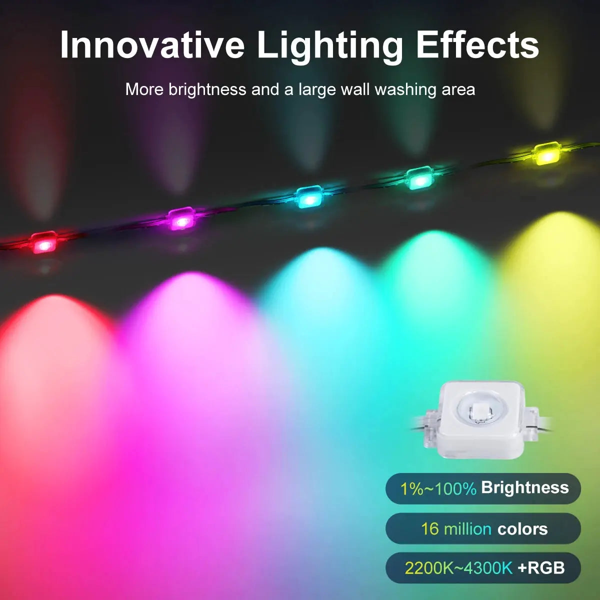 Permanent Outdoor Lights, Smart RGB Northern Lights , 100ft with 60 LED Eaves Lights IP68 Waterproof for Christmas Party Holiday from PriceLows™
