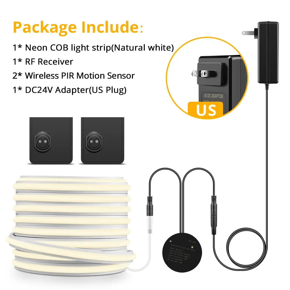 NEW 10M 5M Set Solid COB Neon LED Strip Light Pure Silicone Gel Tube With Wireless PIR Motion Sensor Switch For Stairs Corridor from PriceLows™