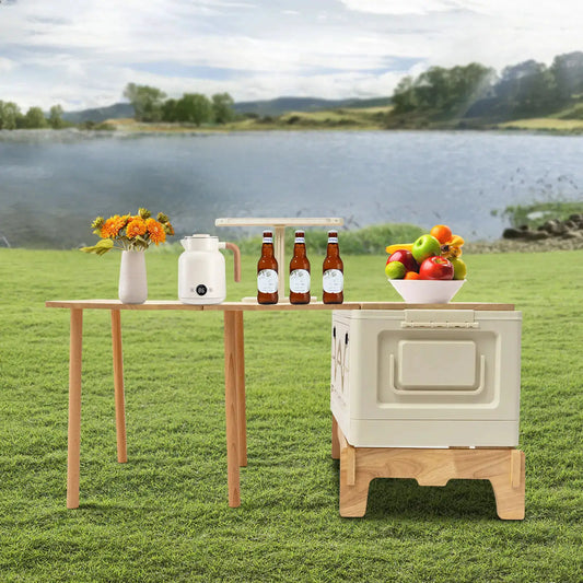 Folding Camping Table with Storage Space, Small Portable Foldable Compartment Table Suitable for Indoor, Outdoor, Barbecue from PriceLows™
