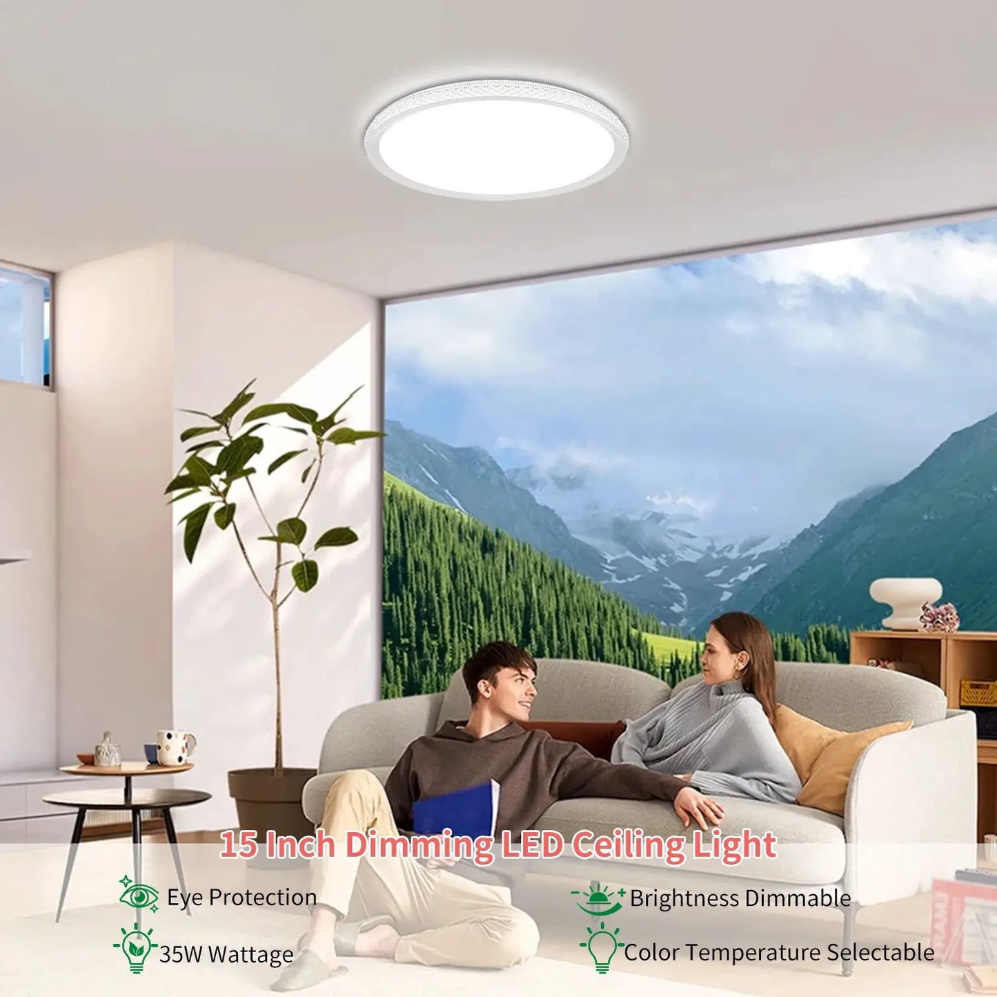 19-inch Ultra-bright Ceiling Light, Bedroom LED Ceiling Light, DIP switch dimming 2700K-6000K, Minimalist Office Light For Livin from PriceLows™