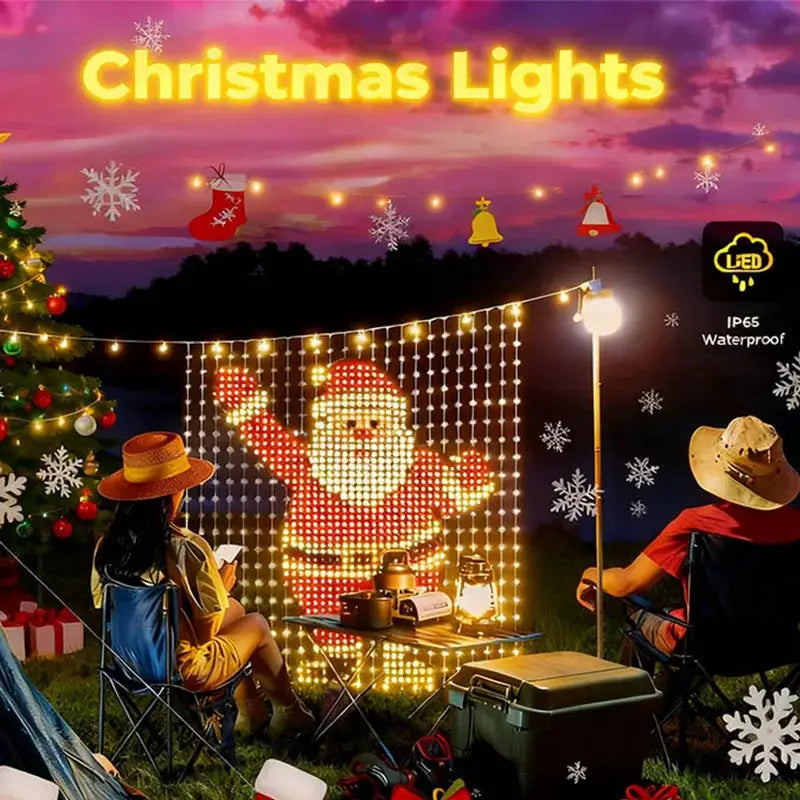 Christmas Light Smart LED Curtain Lights App Control Music Sync DIY Pattern IP67 Waterproof for Indoor Outdoor Party Decor from PriceLows™