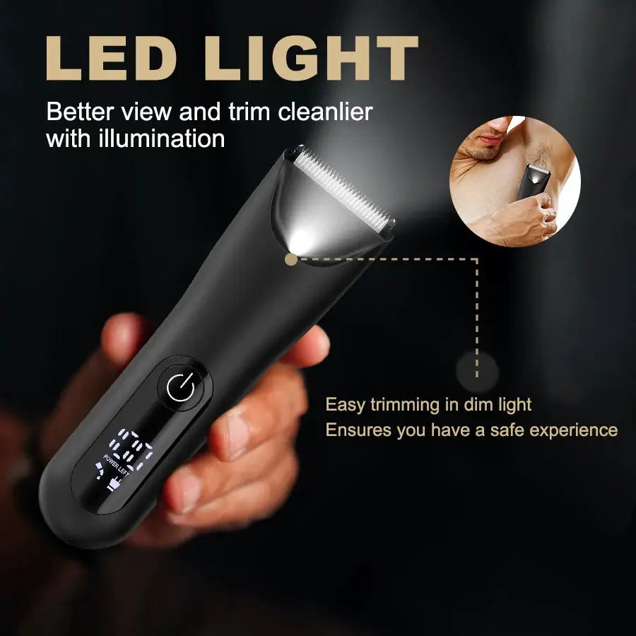 Groin and Body Hair Trimmer | Ceramic Blade Heads | Wet and Dry Use