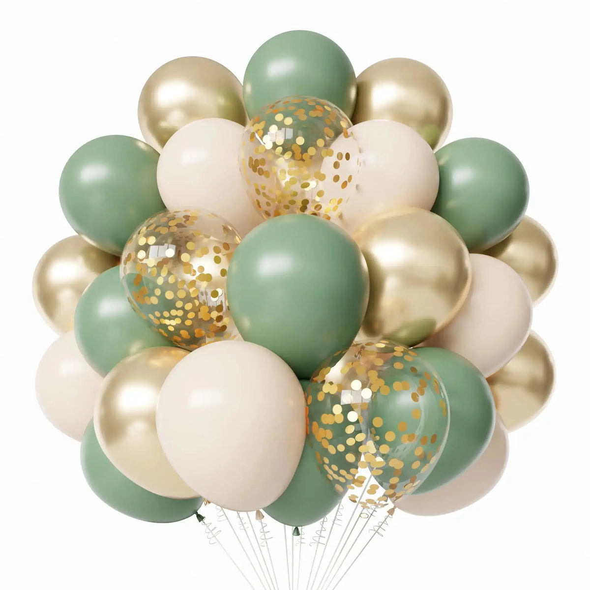 Latex Round Balloons | White And Gold Color | 12 Inch Size | 50 Pack Set