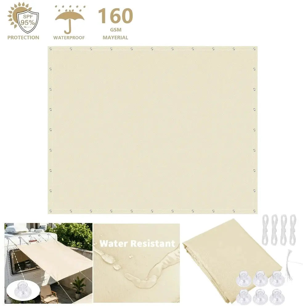 Sun Shade Sail | Waterproof Poly Cotton | UV Block Canopy | Square Rectangle