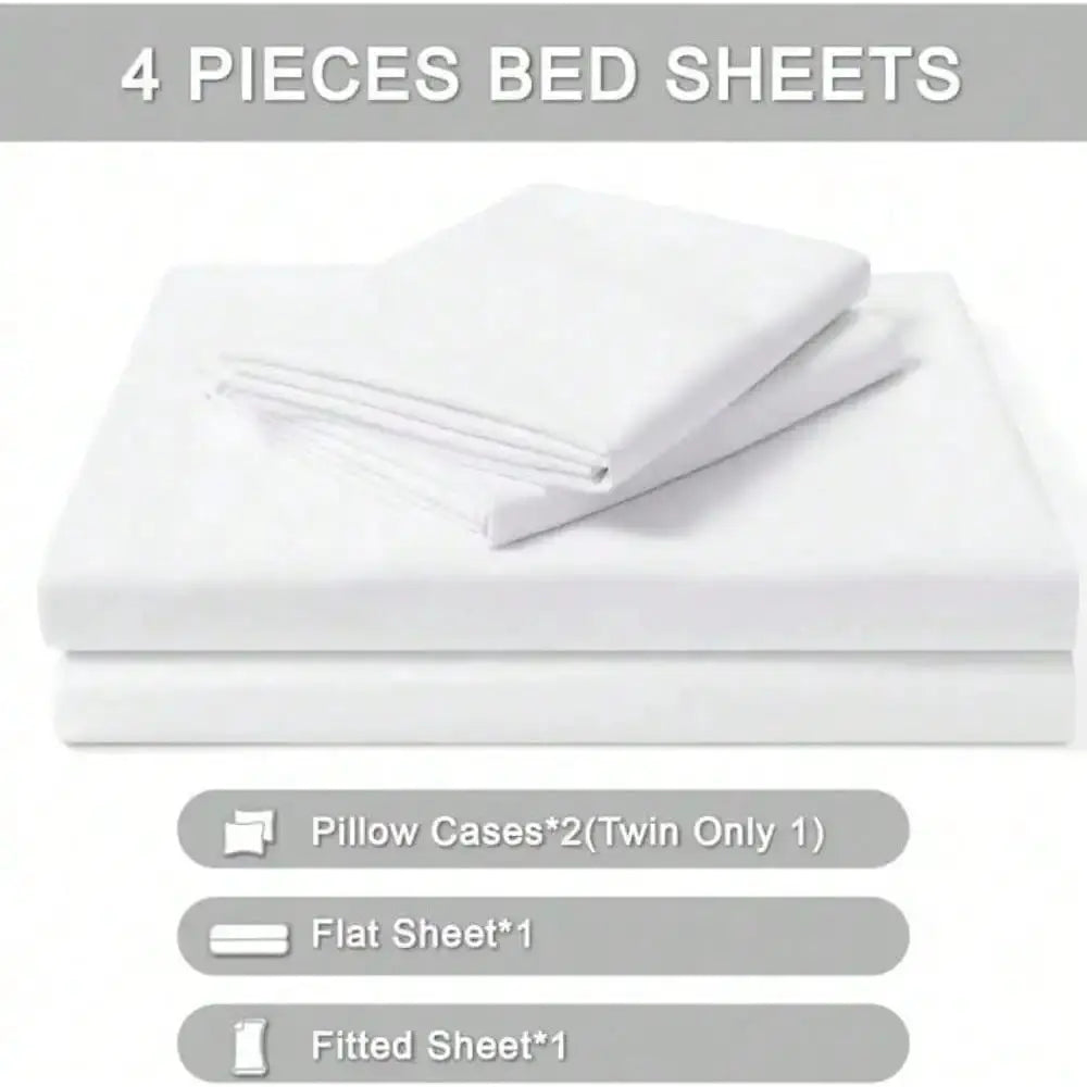 3/4Pcs Sheet Se Silky & Luxury Bed Set, Soft Deep Pocket Sheets Cooling Bed Set, 1 Fitted Sheet,1 Flat Sheet,1/2Pillowcase from PriceLows™