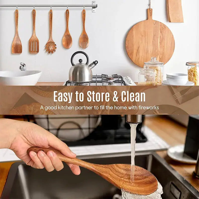 Best Wooden Spoons for Cooking Acacia Wooden Kitchen Utensils Set Smooth Non Toxic Wood Cooking Spatula Turner Serving Spoon from PriceLows™