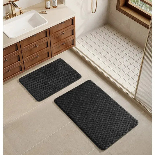 Black Tile Bubble Pattern 2-Piece Bath Rug Set from PriceLows™