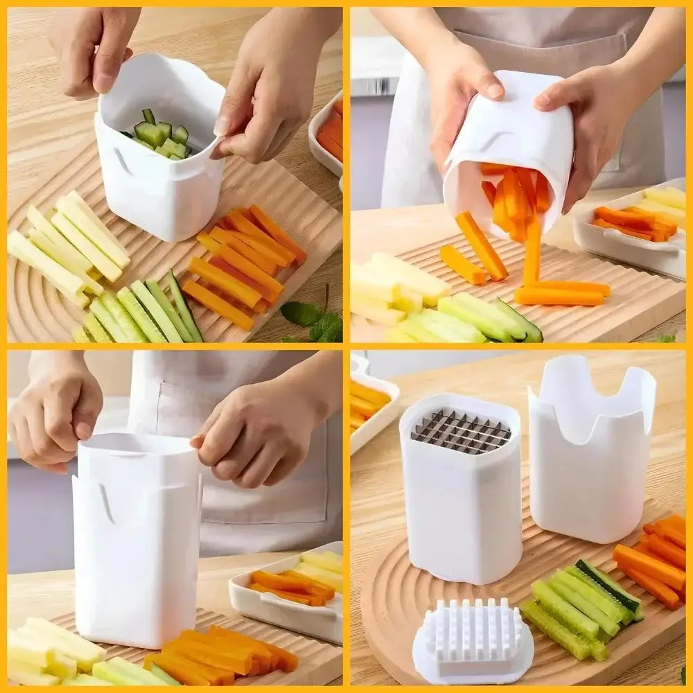 French Fry Cutter | Stainless Steel Blade | Natural Cut | White