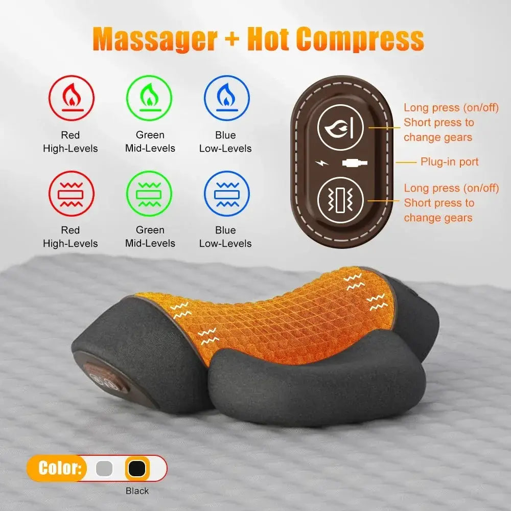 Neck Massager Pillow | Cervical Stretcher | Heating Vibration | One Size
