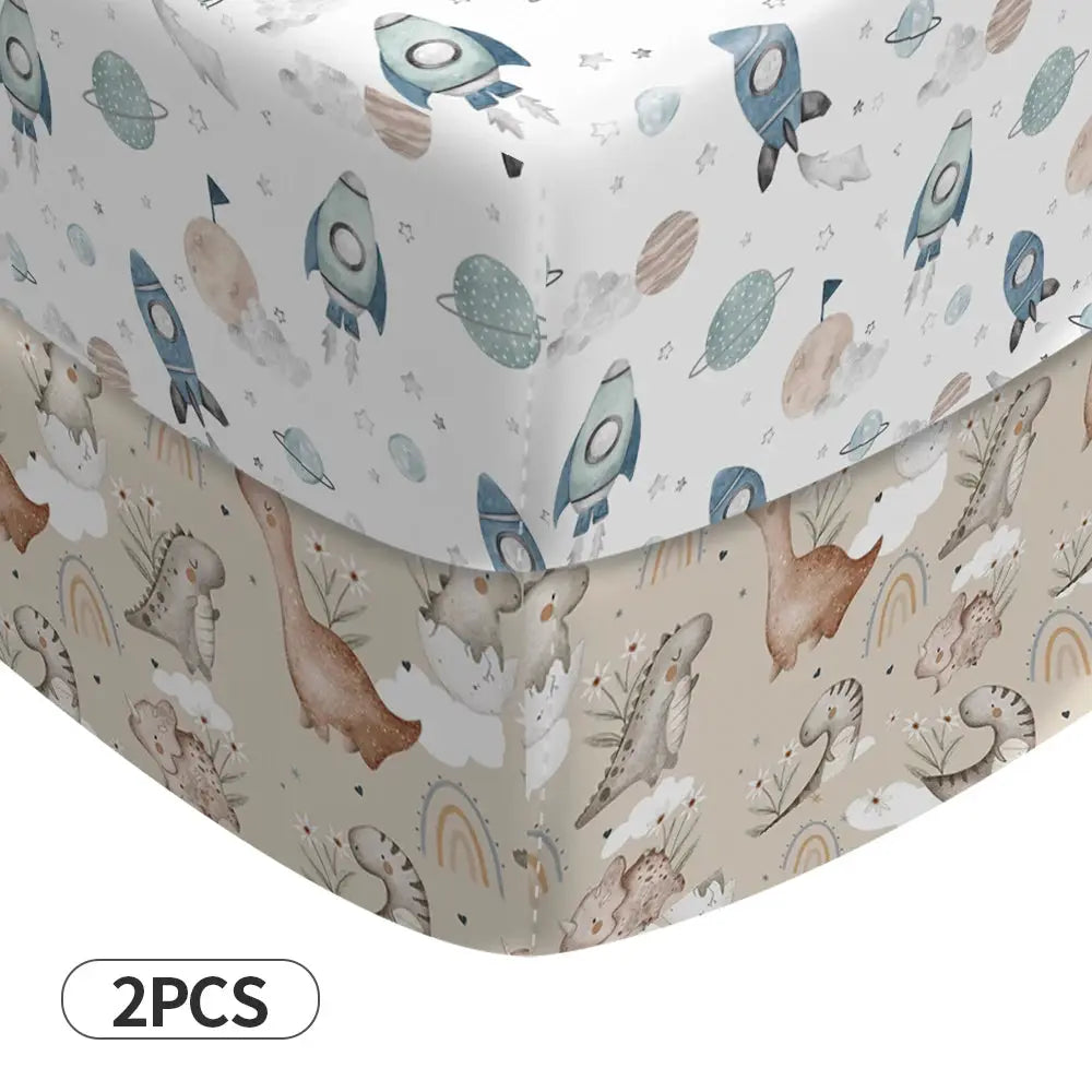 Elinfant 2PCS Cozy Fitted Crib Sheet,Mattress Cover,Newborn Changing Pad Cover,Baby Fitted Bassinet Bed Sheet from PriceLows™