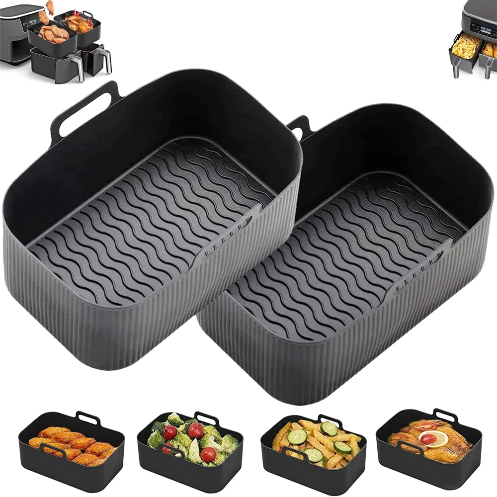 Silicone Air Fryer Liners | 7.67 x 4.92 in Square | Reusable Mats | Ninja DZ201