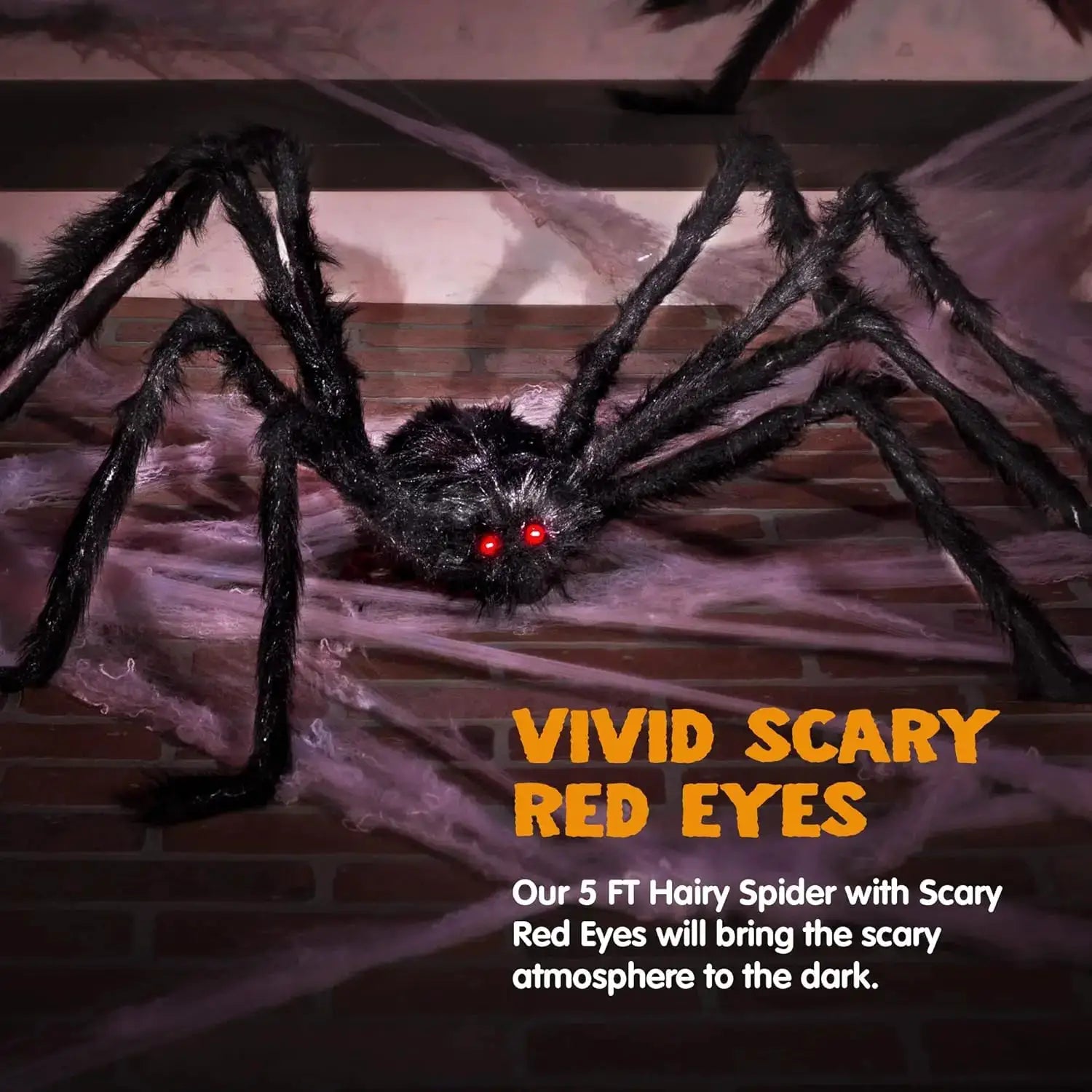 JOYFY 5 Ft Large Spider Halloween Outdoor Decorations Giant Spiderr for Yard Lawn Garden Patio Scary Halloween Outside Decor from PriceLows™