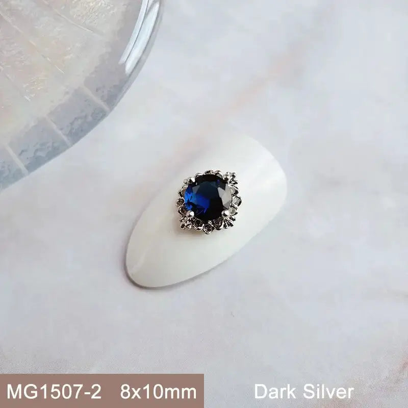 10pcs Pink Black Blue Oval Drop Round Zircon Bright Silver Nails Jewelry Decorations Nail Art Accessories Charms Parts Supplies from PriceLows™