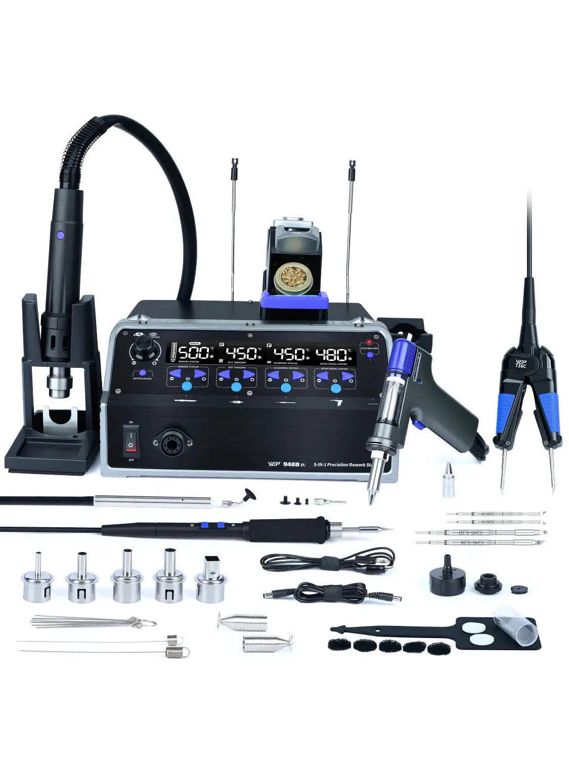 WEP 5-IN-1 1410W Soldering Staion C245 C210 Precision Soldering Iron Hot Air Gun Suction Tin Gun Welding Tools 948D-IV from PriceLows™